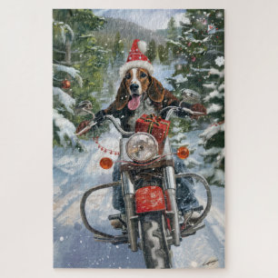 Bluetick Coonhound-hond rijdt op motorfiets met Ke Legpuzzel