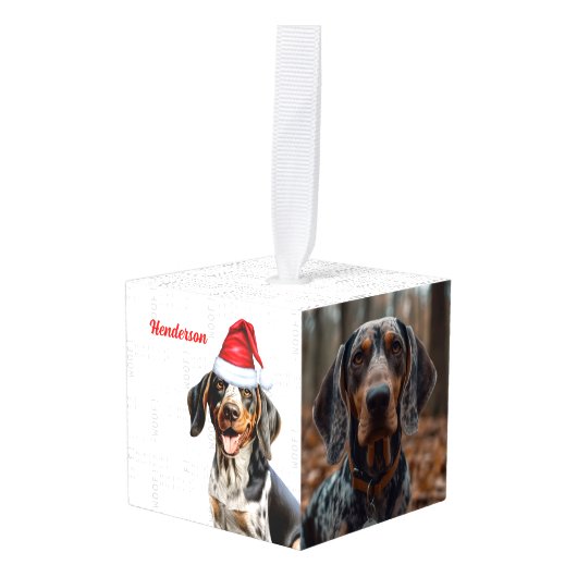 Bluetick Coonhound Hond Twee foto kerstvakantie Decoratie (Voorkant hoekig)