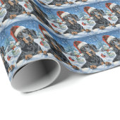 Bluetick Coonhound Hond Winter Wonderland Kerstmis Cadeaupapier (Rol Hoek)