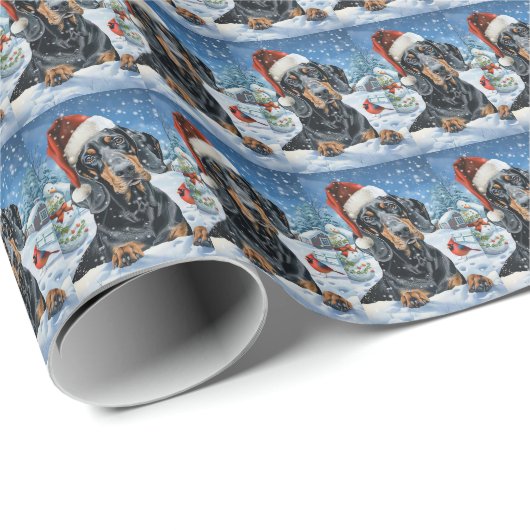 Bluetick Coonhound Hond Winter Wonderland Kerstmis Cadeaupapier (Rol Hoek)