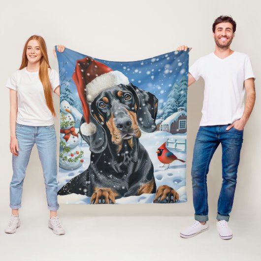 Bluetick Coonhound Hond Winter Wonderland Kerstmis Fleece Deken (In situ)