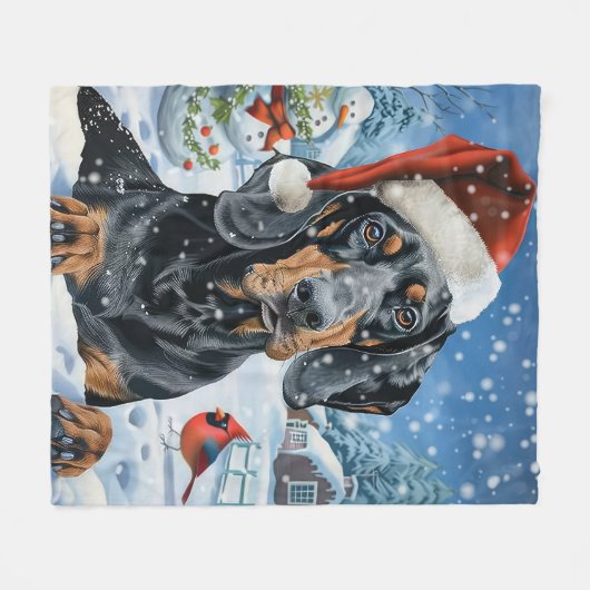 Bluetick Coonhound Hond Winter Wonderland Kerstmis Fleece Deken (Voorkant (Horizontaal))