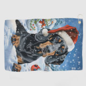 Bluetick Coonhound Hond Winter Wonderland Kerstmis Golfhanddoek (Horizontaal)