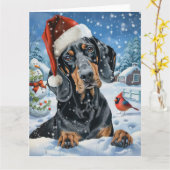 Bluetick Coonhound Hond Winter Wonderland Kerstmis Kaart (Gele Bloem)
