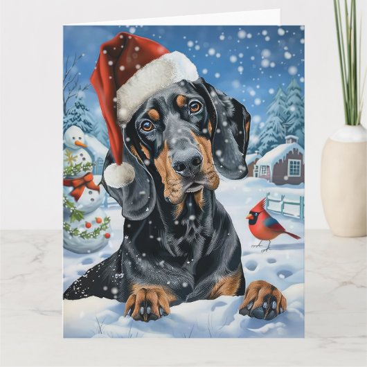 Bluetick Coonhound Hond Winter Wonderland Kerstmis Kaart (Voorkant)