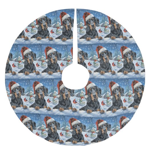 Bluetick Coonhound Hond Winter Wonderland Kerstmis Kerstboom Rok (Voorkant)