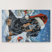 Bluetick Coonhound Hond Winter Wonderland Kerstmis Legpuzzel (Horizontaal)