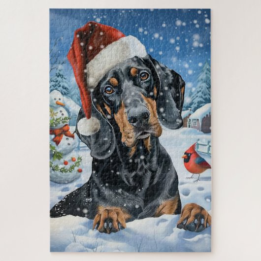 Bluetick Coonhound Hond Winter Wonderland Kerstmis Legpuzzel (Verticaal)