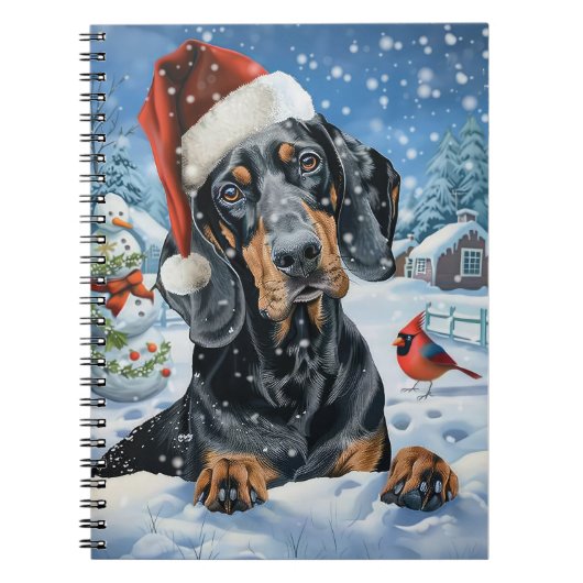 Bluetick Coonhound Hond Winter Wonderland Kerstmis Notitieboek (Voorkant)