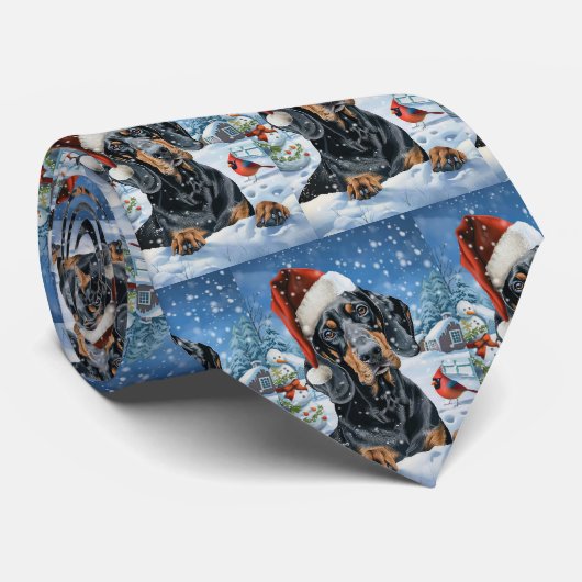 Bluetick Coonhound Hond Winter Wonderland Kerstmis Stropdas (Opgerold)