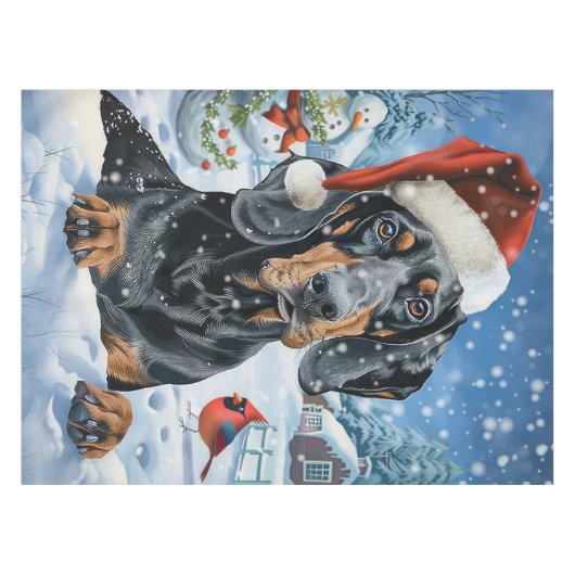 Bluetick Coonhound Hond Winter Wonderland Kerstmis Tafelkleed (Voorkant (Horizontaal))