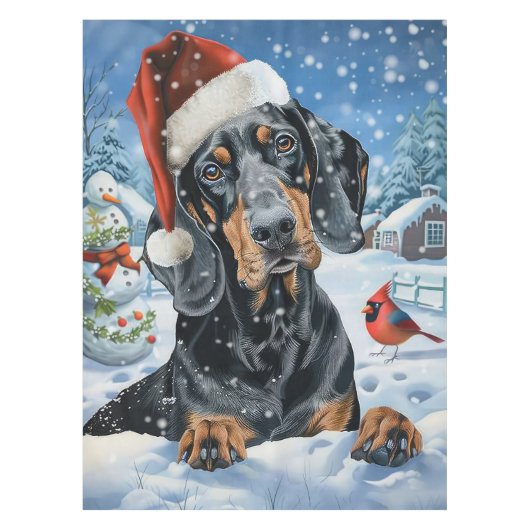 Bluetick Coonhound Hond Winter Wonderland Kerstmis Tafelkleed (Voorkant)