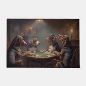 Bluetick Coonhound Honden spelen Poker Art Deurmat (Voorkant)