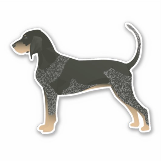 Bluetick Coonhound Hondenras Side Uitzicht Silhoue Sticker (Voorkant)