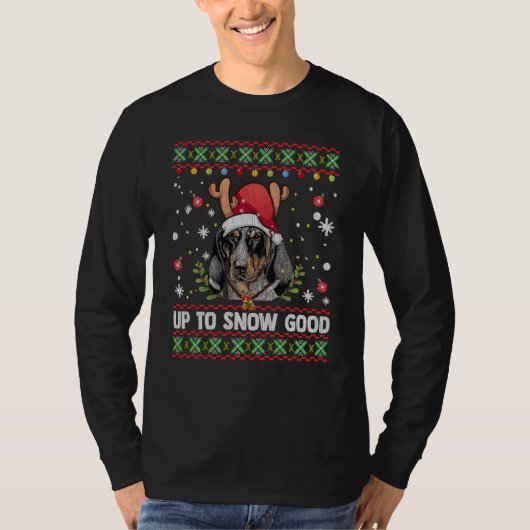 Bluetick Coonhound Hondenrendier Lelijke Kerstmis T-shirt (Voorkant)