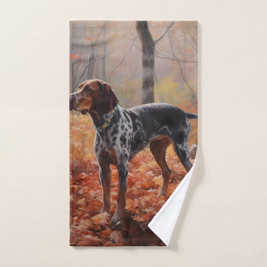 Bluetick Coonhound in Herfstbladeren Herfst Inspir Bad Handdoek (Handdoek)