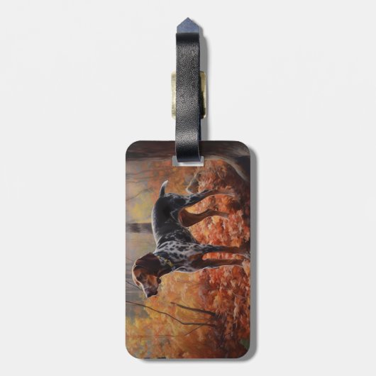 Bluetick Coonhound in Herfstbladeren Herfst Inspir Bagagelabel (Achterkant verticaal)