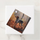 Bluetick Coonhound in Herfstbladeren Herfst Inspir Bedankjes Labels (In situ)