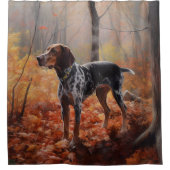 Bluetick Coonhound in Herfstbladeren Herfst Inspir Douchegordijn (Voorkant)