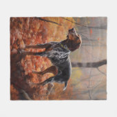 Bluetick Coonhound in Herfstbladeren Herfst Inspir Fleece Deken (Voorkant (Horizontaal))