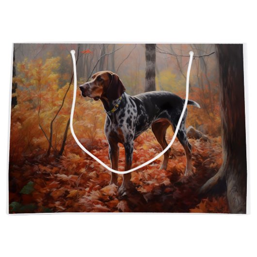 Bluetick Coonhound in Herfstbladeren Herfst Inspir Groot Cadeauzakje (Voorkant)