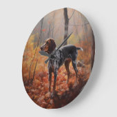 Bluetick Coonhound in Herfstbladeren Herfst Inspir Grote Klok (Hoek)