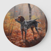 Bluetick Coonhound in Herfstbladeren Herfst Inspir Grote Klok (Voorkant)