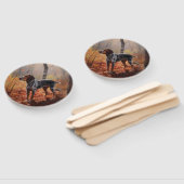 Bluetick Coonhound in Herfstbladeren Herfst Inspir Handwaaier (Niet-gemonteerd)