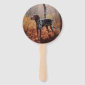 Bluetick Coonhound in Herfstbladeren Herfst Inspir Handwaaier (Voorkant)