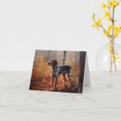 Bluetick Coonhound in Herfstbladeren Herfst Inspir Kaart (Gele Bloem)