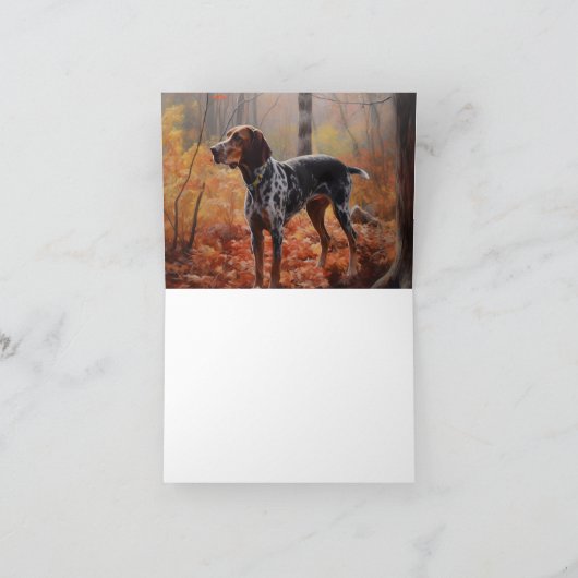 Bluetick Coonhound in Herfstbladeren Herfst Inspir Kaart (Binnen)