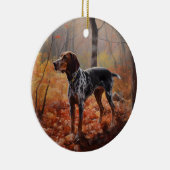Bluetick Coonhound in Herfstbladeren Herfst Inspir Keramisch Ornament (Rechts)