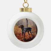 Bluetick Coonhound in Herfstbladeren Herfst Inspir Keramische Bal Ornament (Voorkant)
