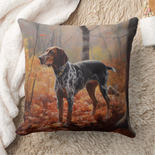 Bluetick Coonhound in Herfstbladeren Herfst Inspir Kussen