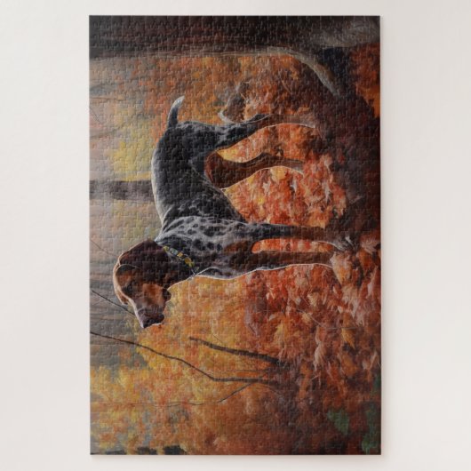 Bluetick Coonhound in Herfstbladeren Herfst Inspir Legpuzzel (Verticaal)