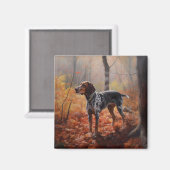 Bluetick Coonhound in Herfstbladeren Herfst Inspir Magneet (Voorkant / Achterkant)