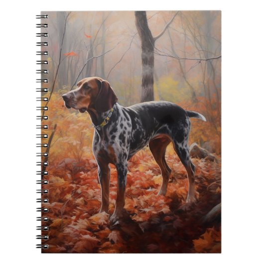 Bluetick Coonhound in Herfstbladeren Herfst Inspir Notitieboek (Voorkant)
