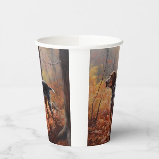 Bluetick Coonhound in Herfstbladeren Herfst Inspir Papieren Bekers (Links)