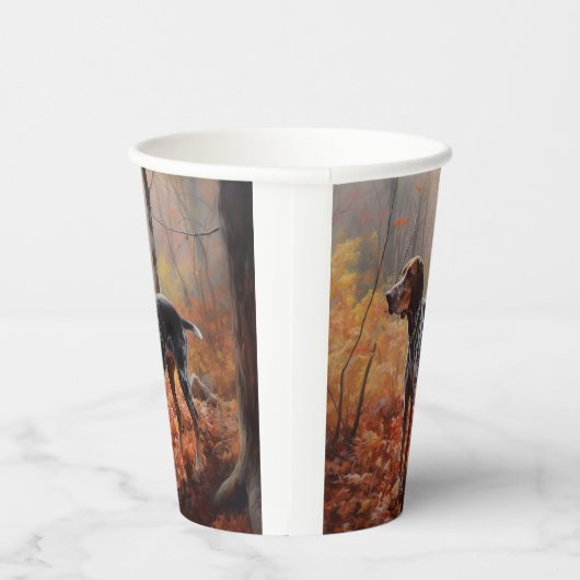 Bluetick Coonhound in Herfstbladeren Herfst Inspir Papieren Bekers (Rechts)