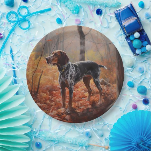 Bluetick Coonhound in Herfstbladeren Herfst Inspir Papieren Bordje (Feest)