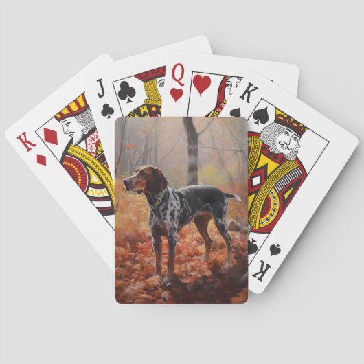 Bluetick Coonhound in Herfstbladeren Herfst Inspir Pokerkaarten (Achterkant)