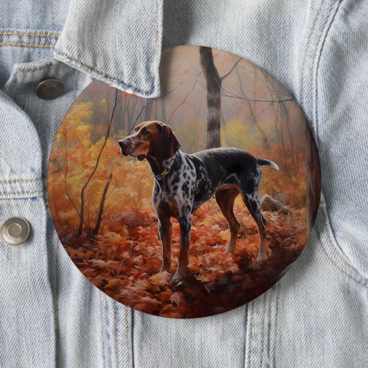 Bluetick Coonhound in Herfstbladeren Herfst Inspir Ronde Button 6,0 Cm (In situ)