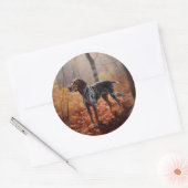 Bluetick Coonhound in Herfstbladeren Herfst Inspir Ronde Sticker (Envelop)