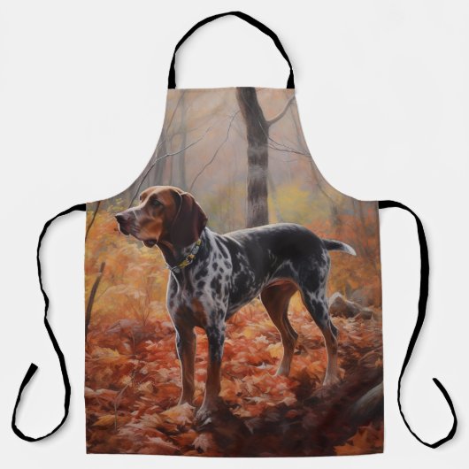 Bluetick Coonhound in Herfstbladeren Herfst Inspir Schort (Voorkant)