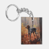 Bluetick Coonhound in Herfstbladeren Herfst Inspir Sleutelhanger (Voorkant Links)
