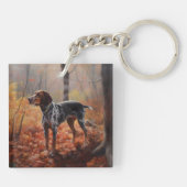 Bluetick Coonhound in Herfstbladeren Herfst Inspir Sleutelhanger (Achterkant)