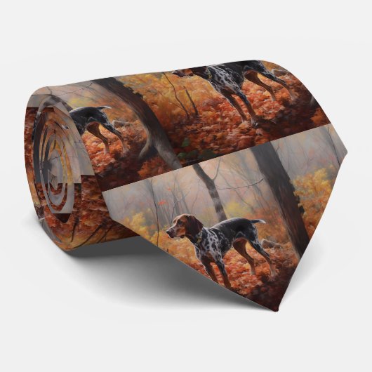 Bluetick Coonhound in Herfstbladeren Herfst Inspir Stropdas (Opgerold)
