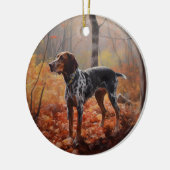 Bluetick Coonhound in herfstbladeren inspireren Keramisch Ornament (Links)