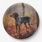 Bluetick Coonhound in herfstbladeren inspireren Papieren Bordje (Voorkant)