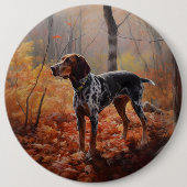 Bluetick Coonhound in herfstbladeren inspireren Ronde Button 6,0 Cm (Voorkant)